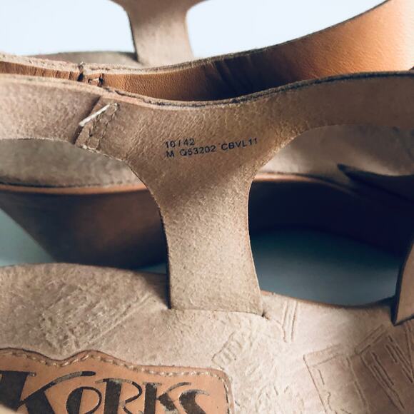 Kork-Ease 'Emilie' SZ 10 Tan Leather Wedge Comfort Sandal Platform - Picture 5 of 15